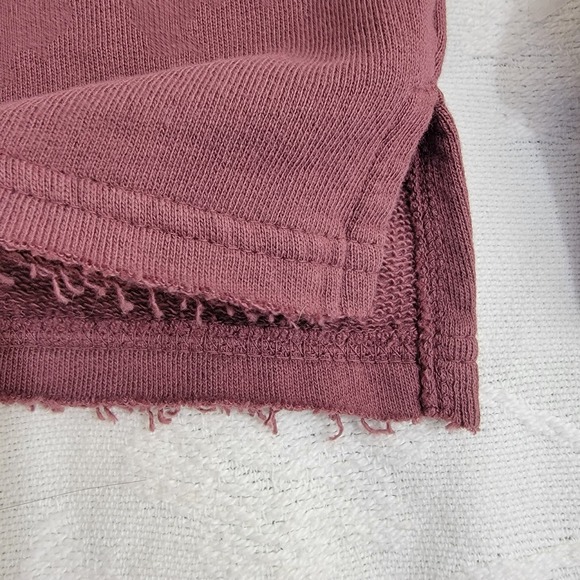 Pact Organic Cotton Pullover Sweatshirt Side Split Raw Hem Sz M Plum Mauve EUC - Picture 5 of 11